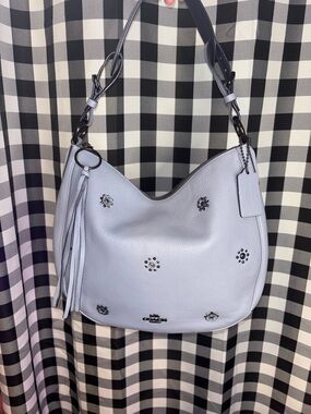 Coach Sutton Hobo with Scattered Rivets in Mist Blue 2019 NWOT